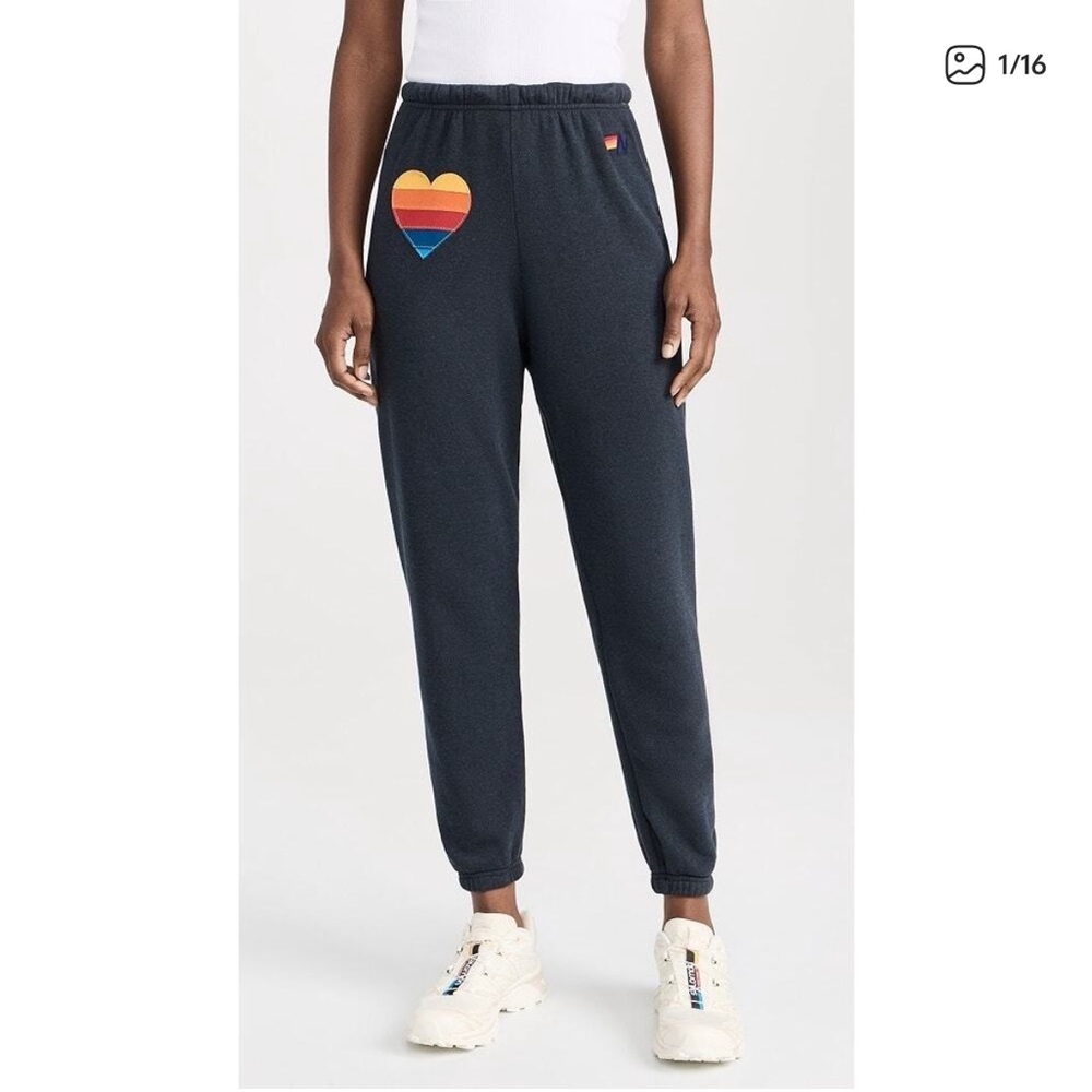 Aviator Nation Rainbow Heart Stitch Sweatpants